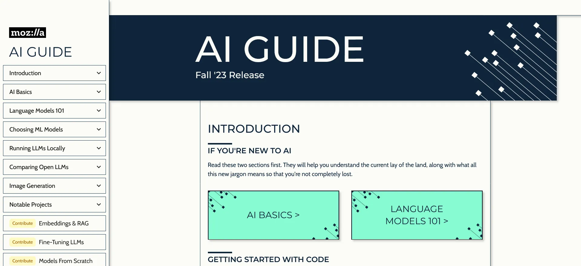 Mozilla's AI Guide Homepage