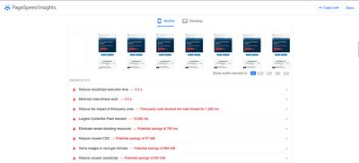 Lighthouse Results from PageSpeed Insights